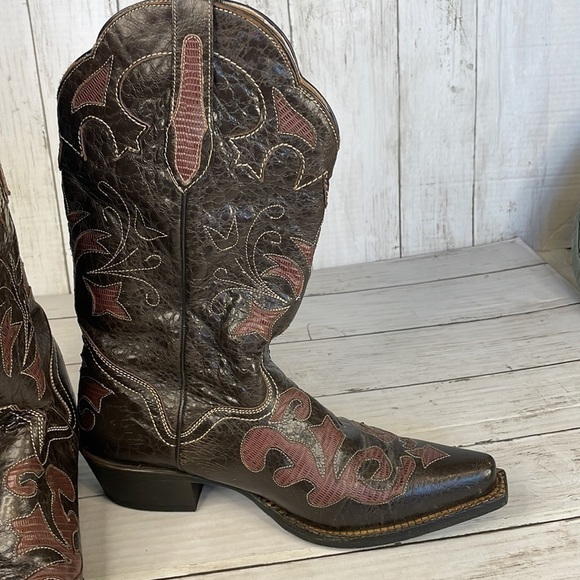 JB Dillion Brown Goatskin Embellished Snip Toe Western Boot - Picture 10 of 16